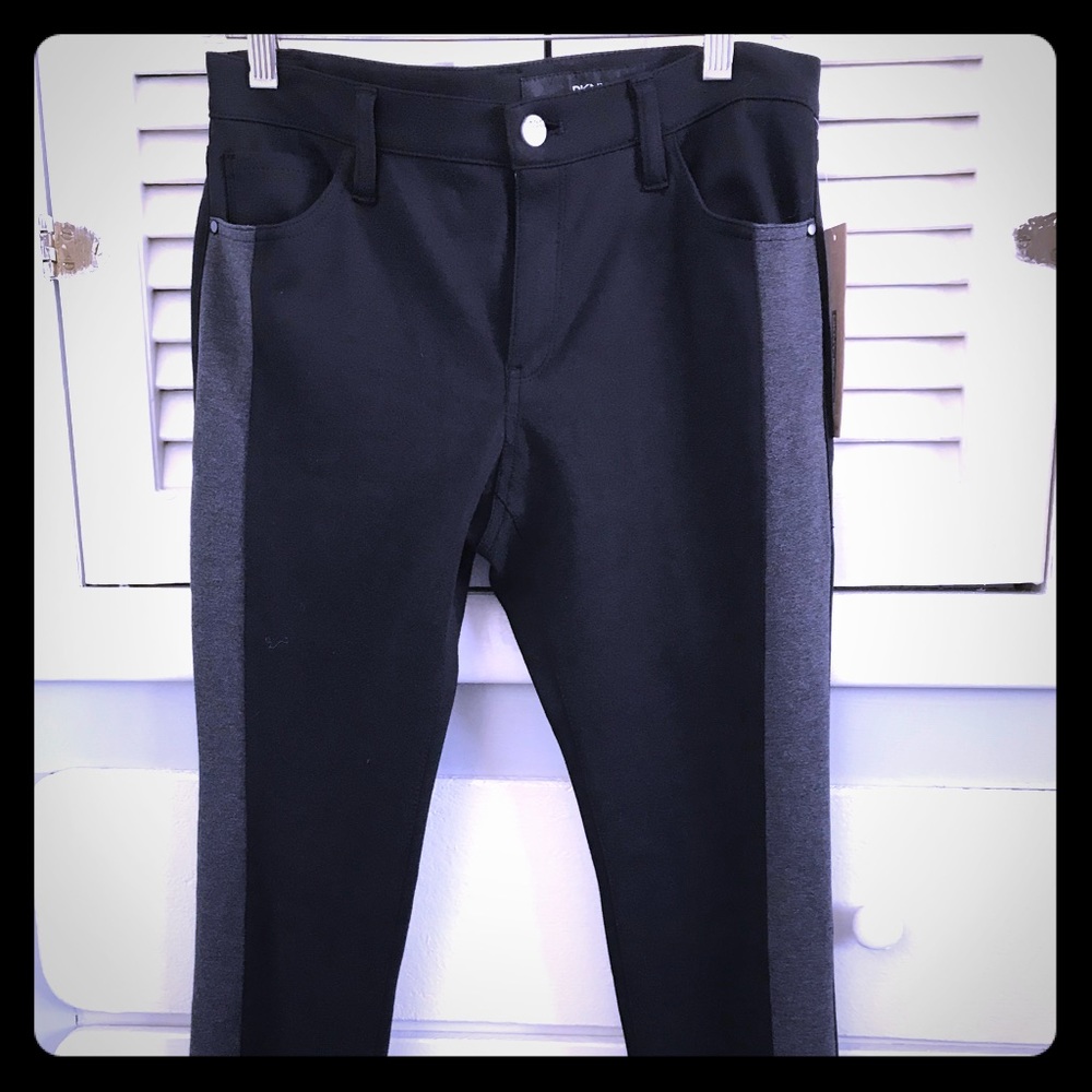 DKNY Black Jeans with Contrast Grey Stripe